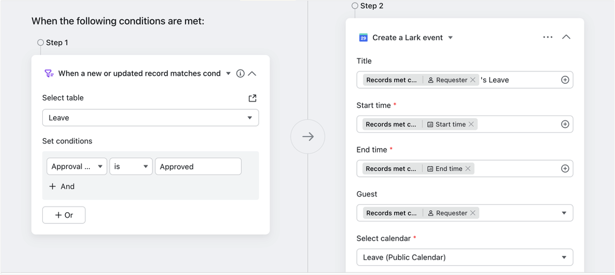 Create events, tasks, and groups with automations