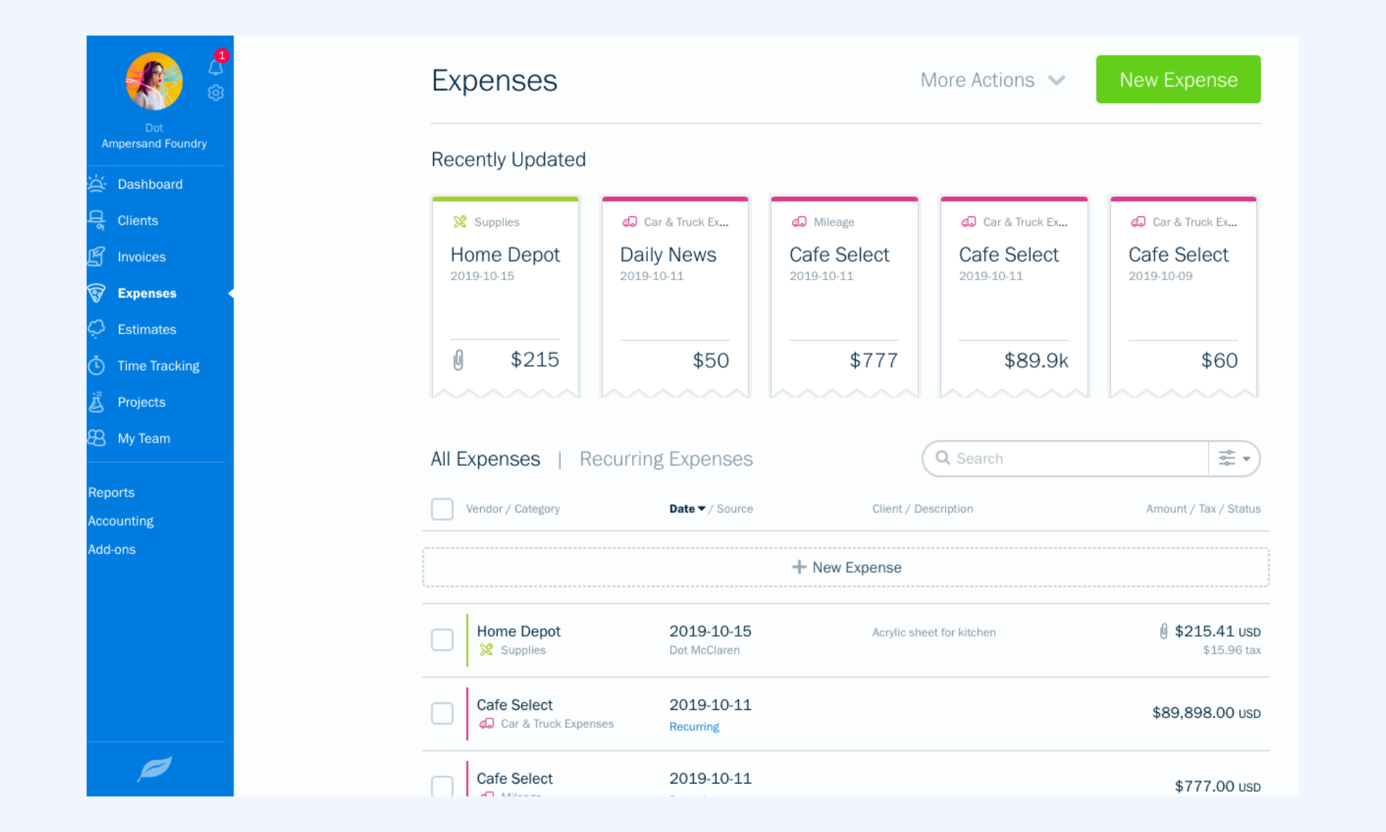 FreshBooks budget tracking and invoicing platform