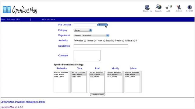 OpenDocMan adding a file
