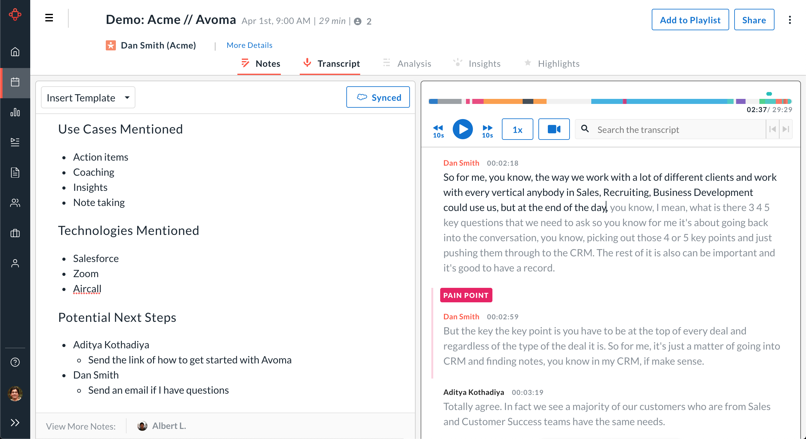 Avoma is an AI note taker for revenue teams