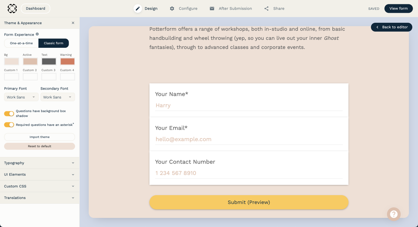 Paperform makes forms look like landing pages
