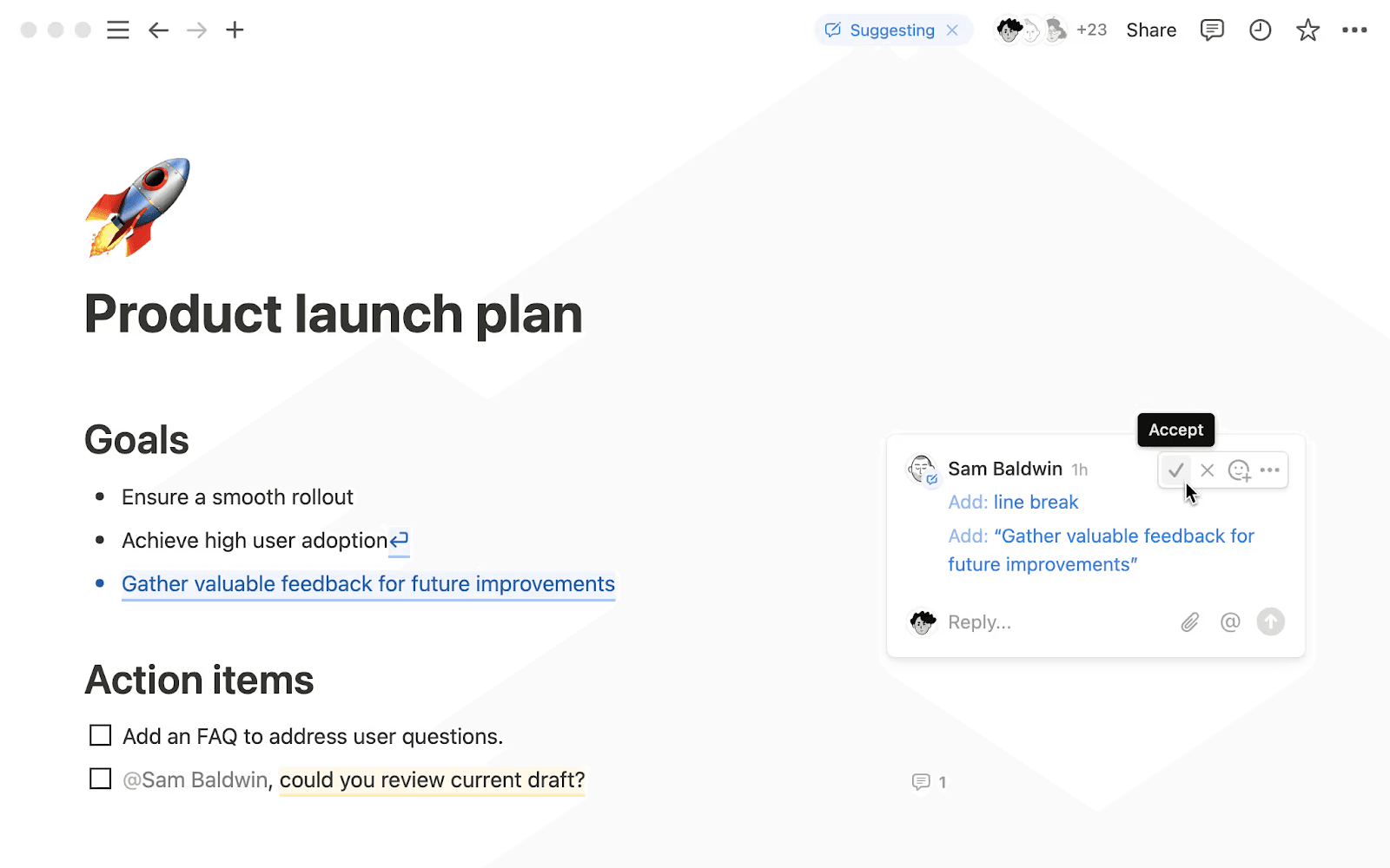 Collaborative feature in Notion Docs