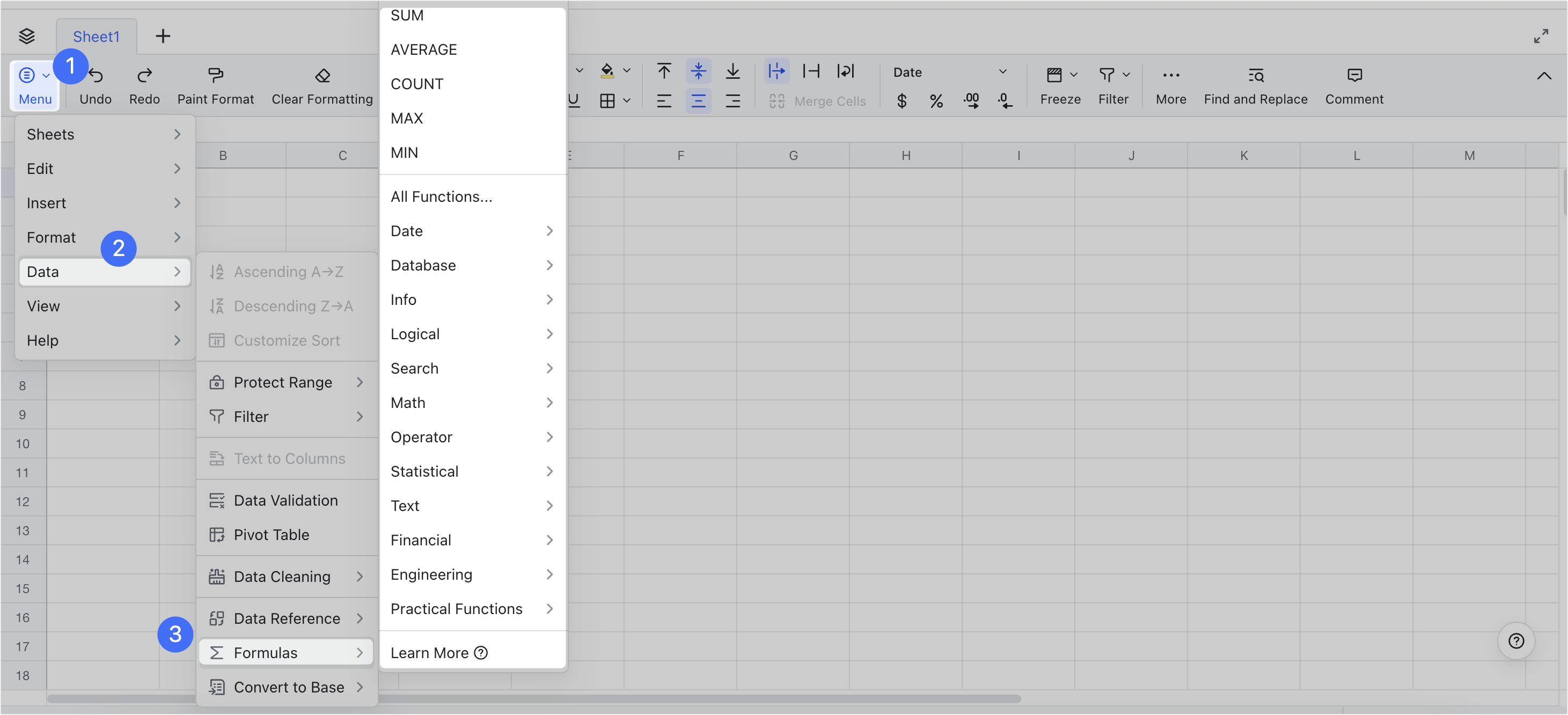Functions in Lark Sheets
