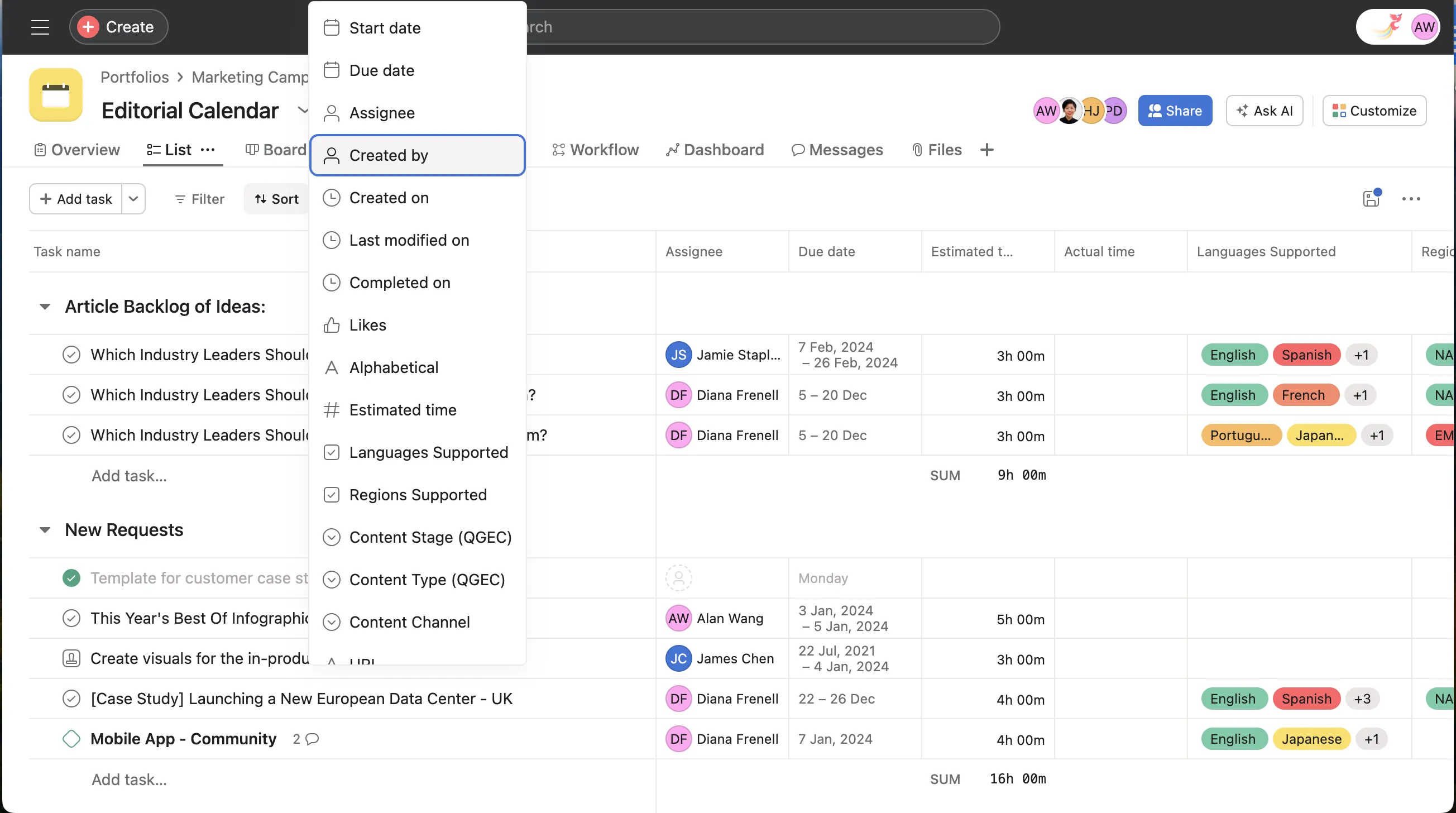 Asana: Structured task tracking