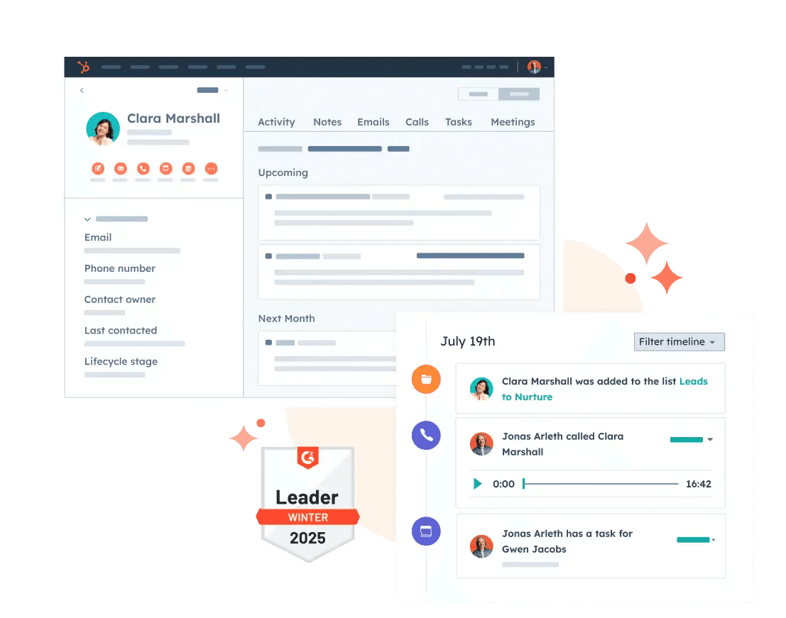 HubSpot's interface for a contact