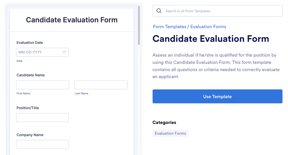 Jotform candidate evaluation template