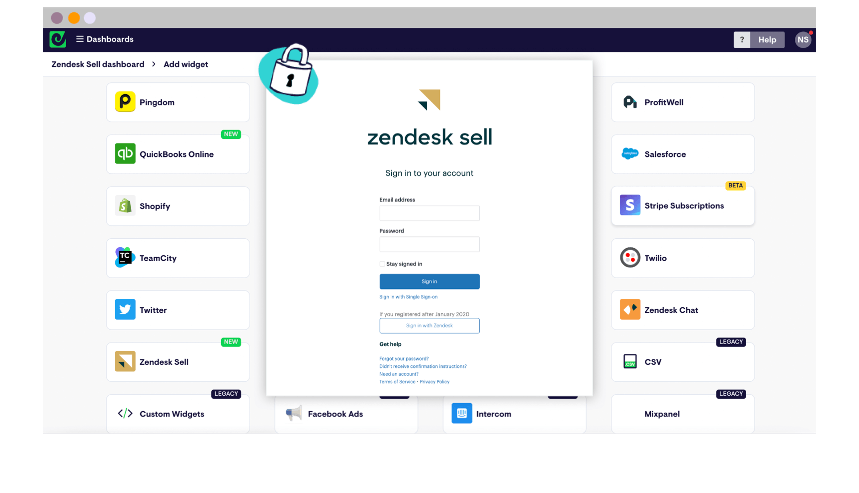 Zendesk Sell dashboard
