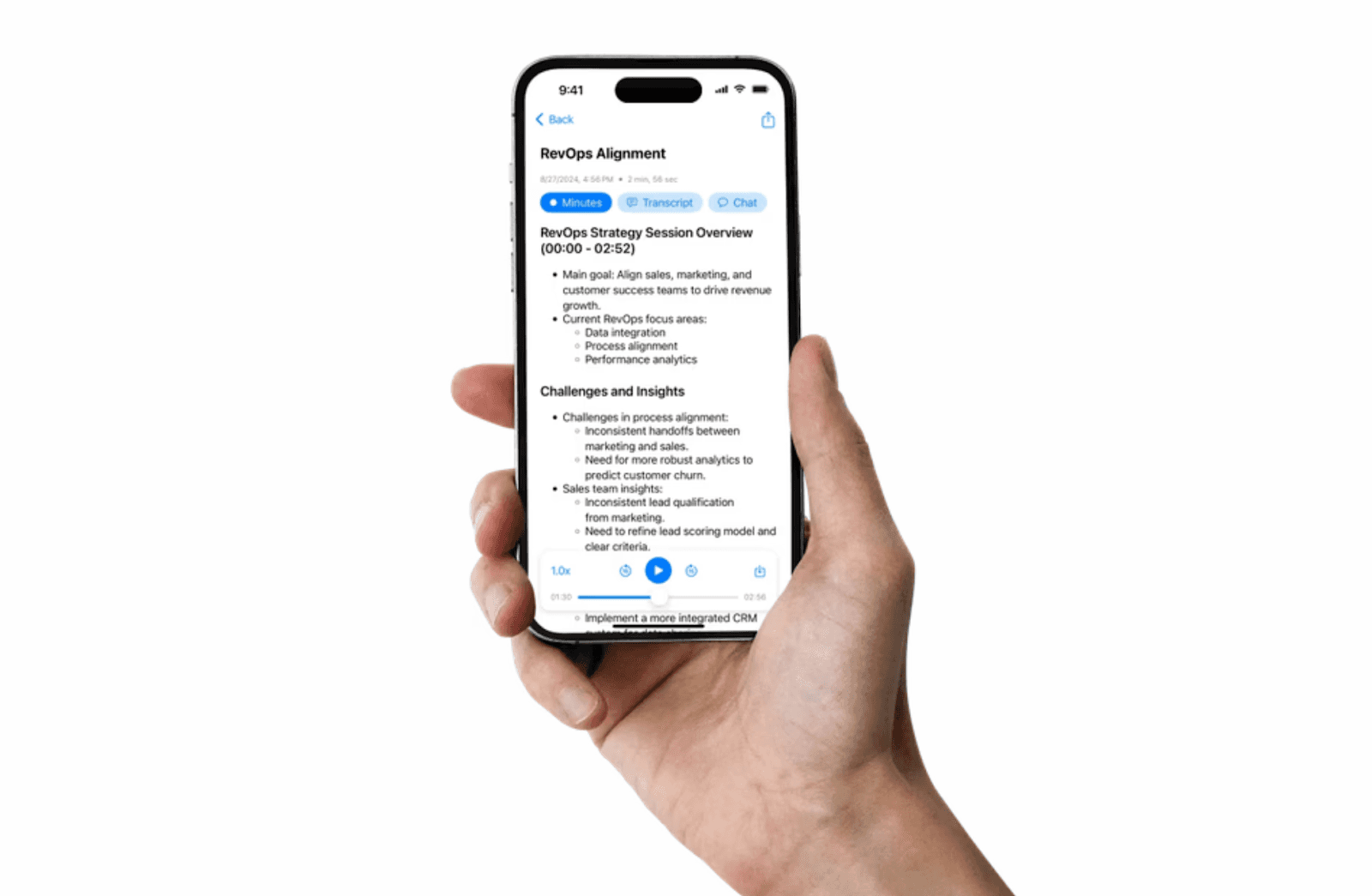 Interface of Minutes AI