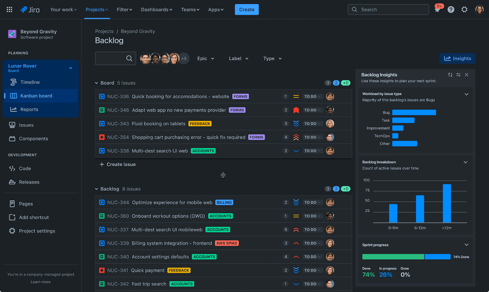 An image of Jira's interface