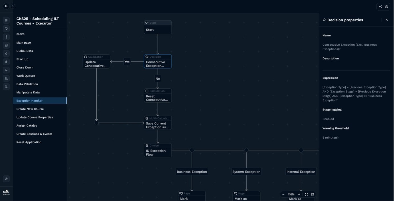 Interface of Blue Prism for configuring workflows for process optimization
