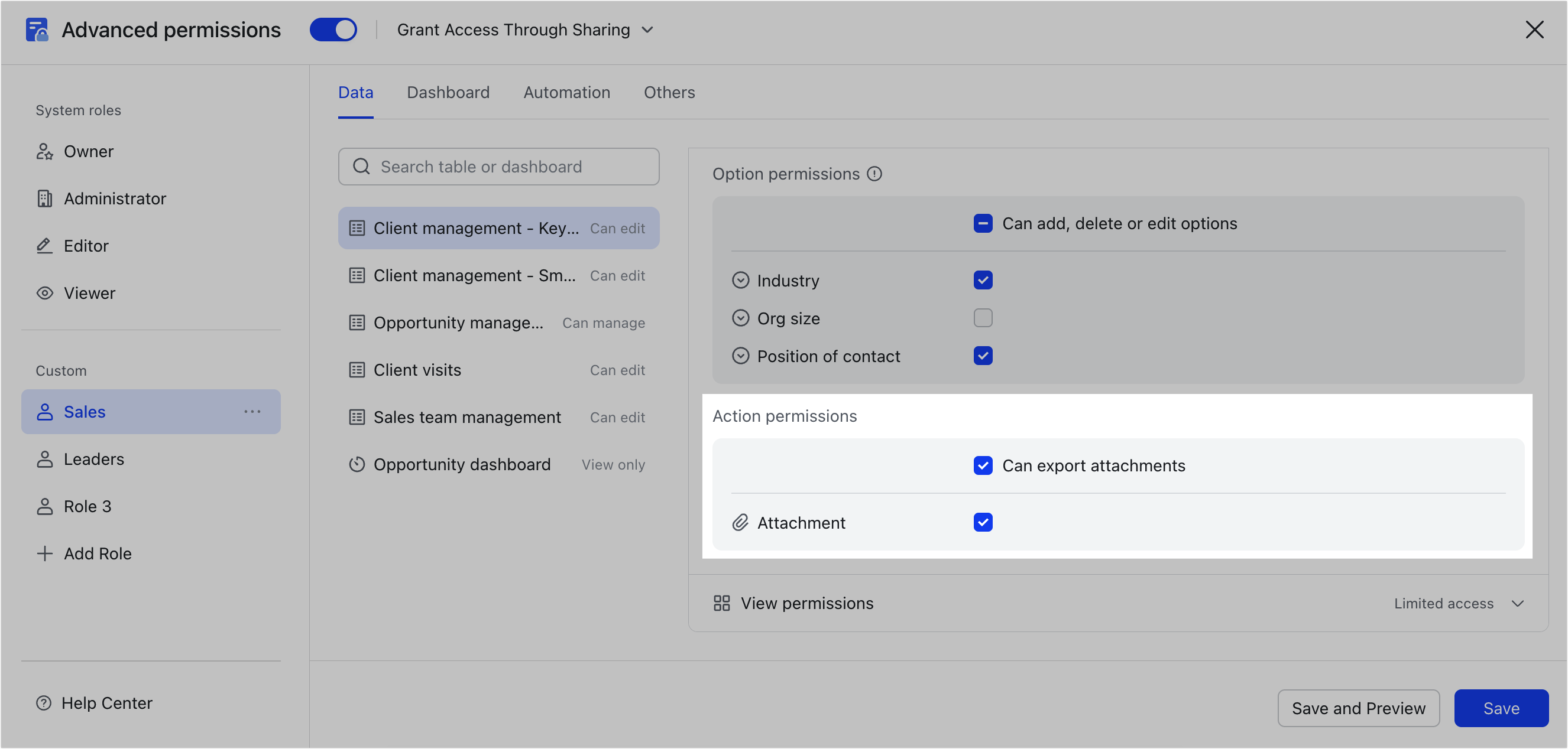 Use advanced permissions in Base