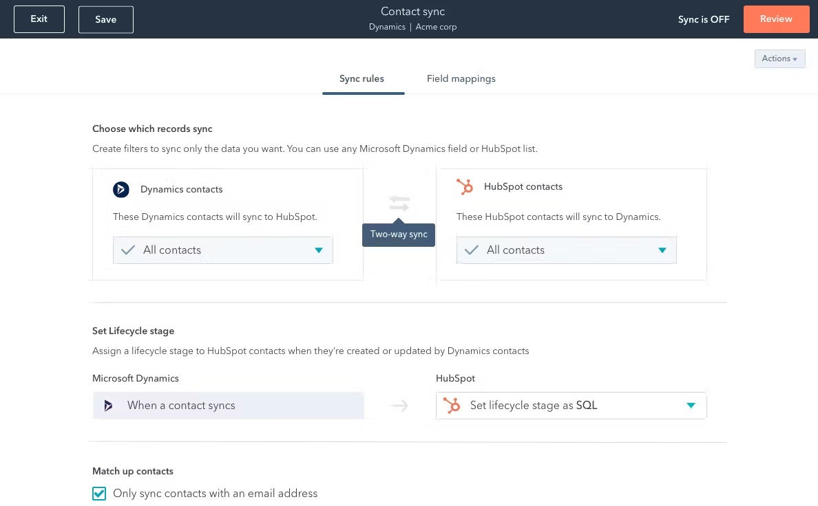 The interface of HubSpot CRM