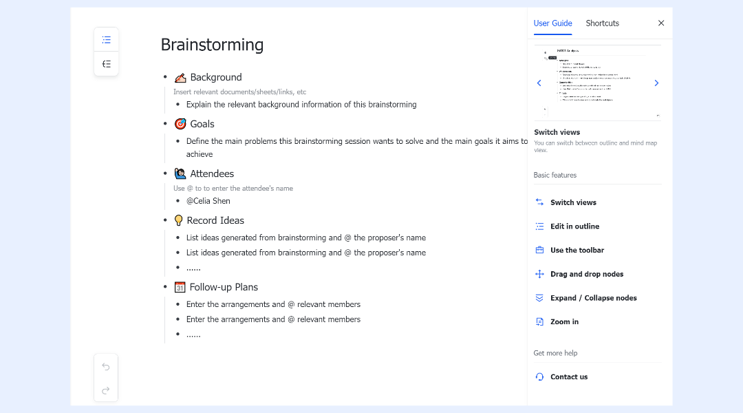 Lark MindNotes helps in visual brainstorming and mapping