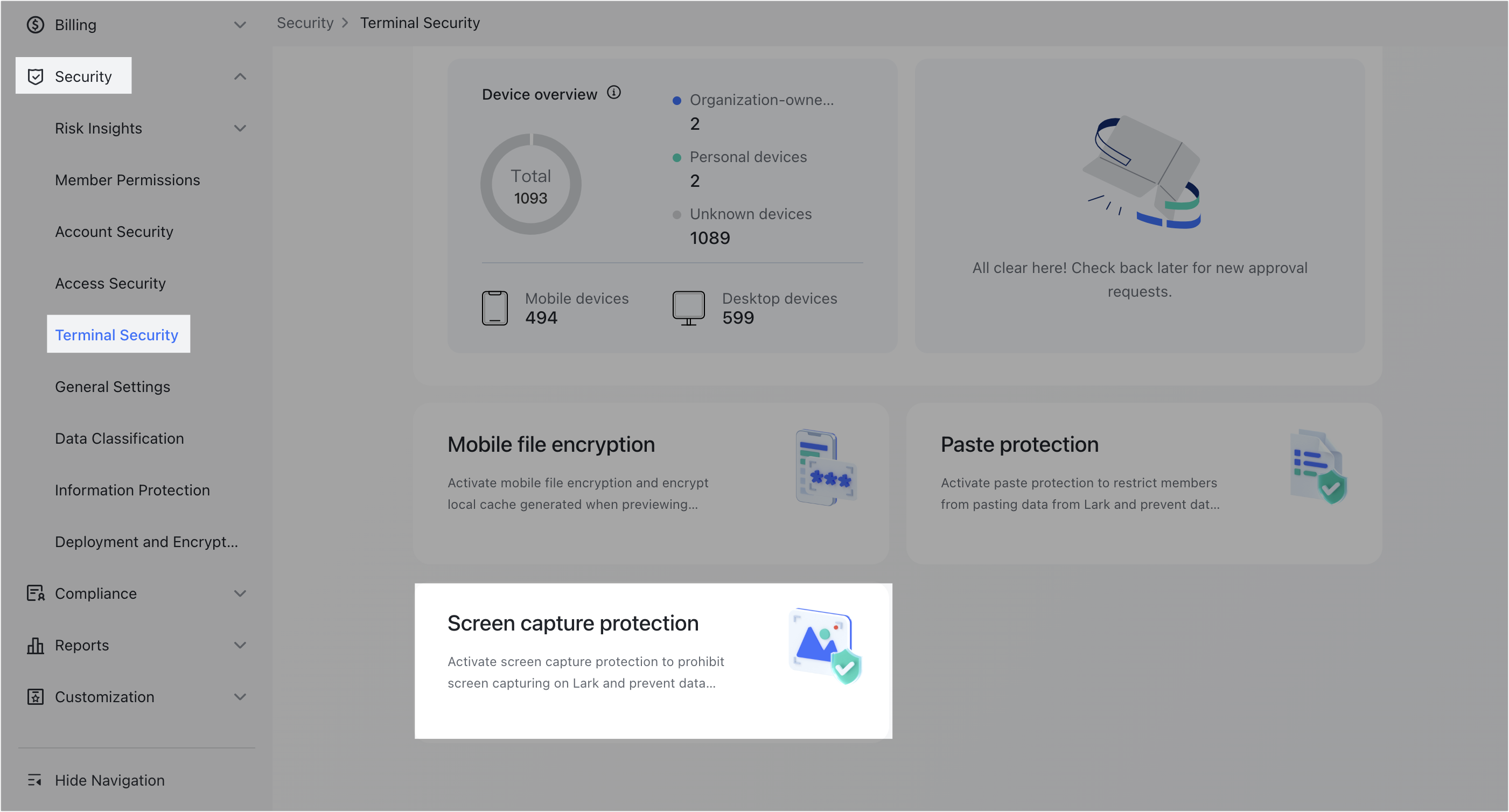 Admin | Configure screen capture protection