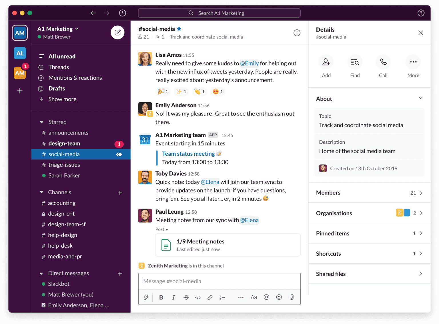 A screenshot of Slack's interface 