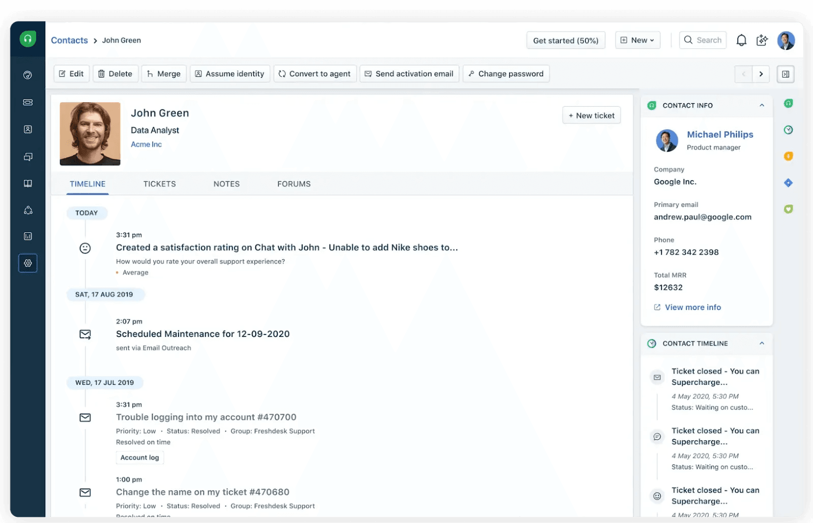 The interface of Freshdesk