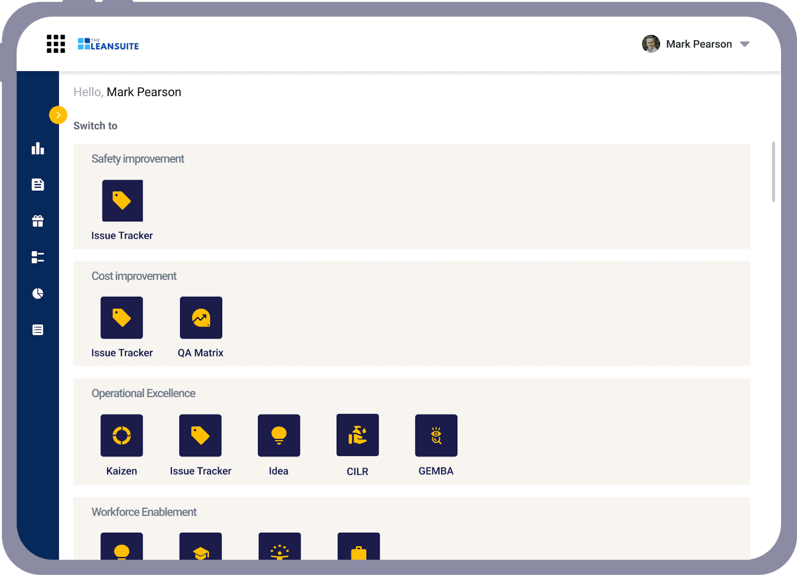 The Lean Suite's dashboard of lean improvement tools
