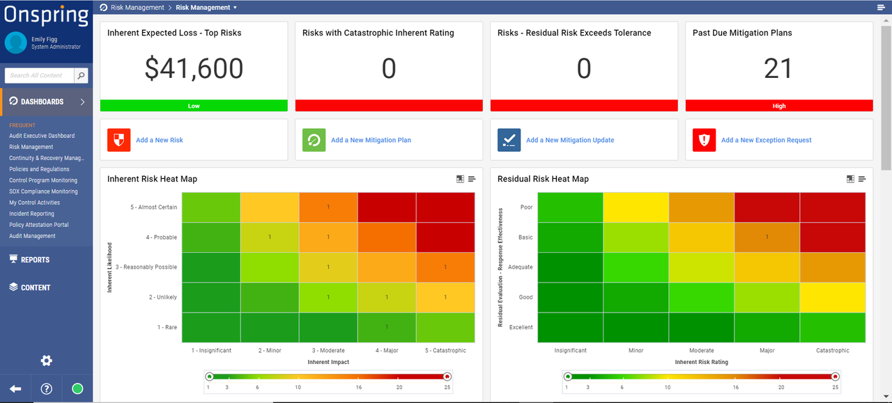 Onspring software screenshot