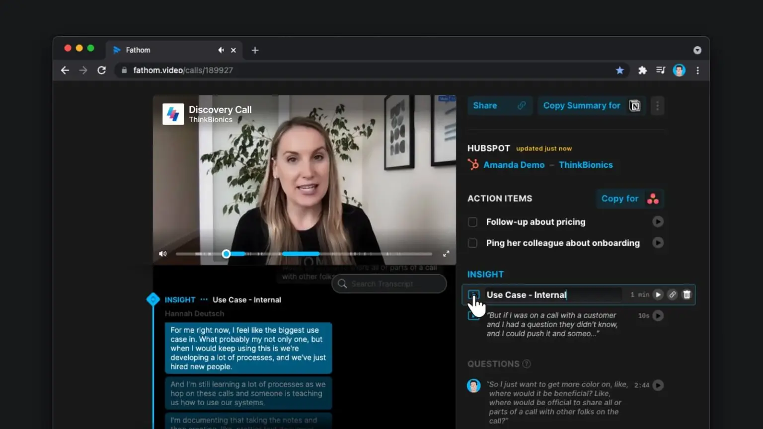 Fathom: AI meeting assistant for sales conversations
