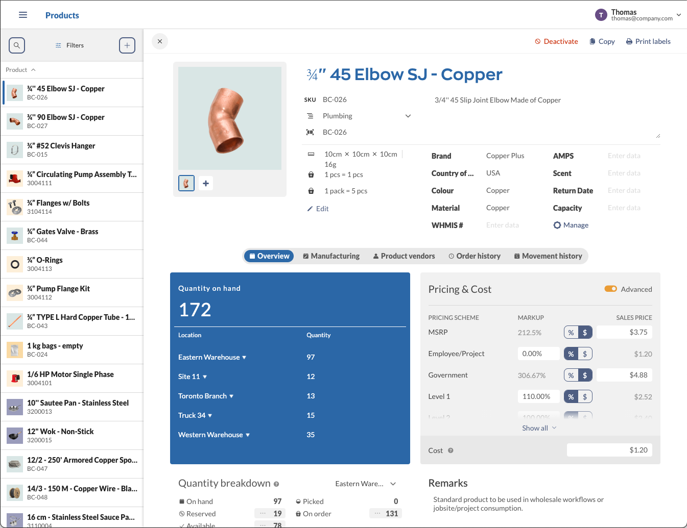 inFlow Inventory interface showing barcode scanning, stock counts, and order workflows