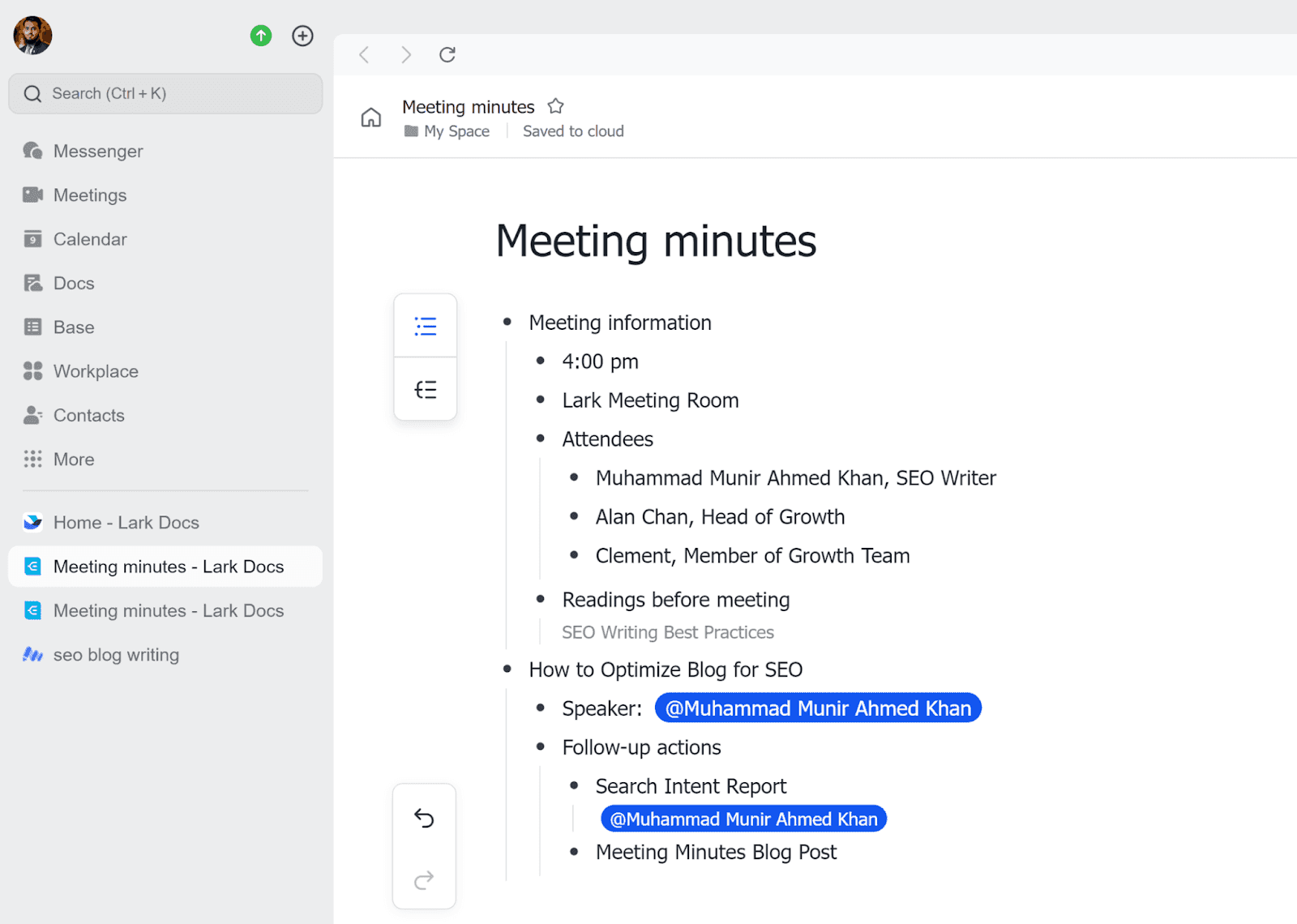 Start using the meeting minutes template