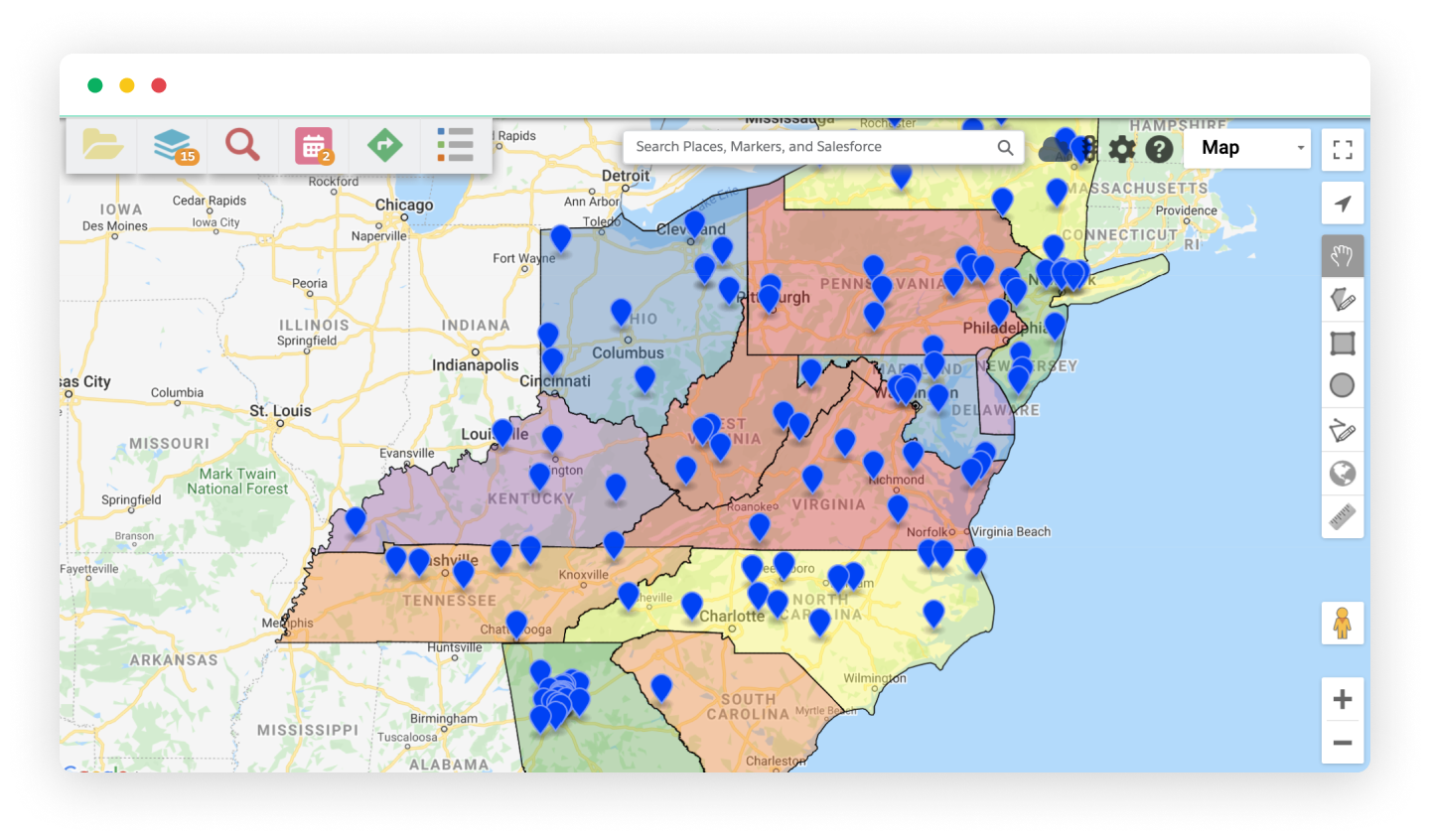 Geopointe for territory mapping