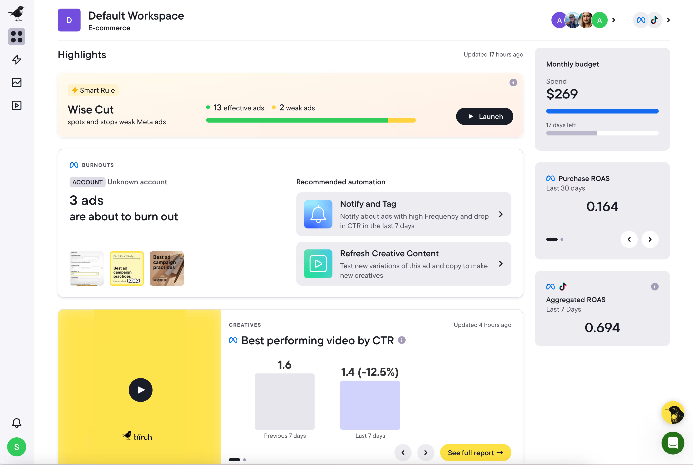Birch for automated multichannel ad rules