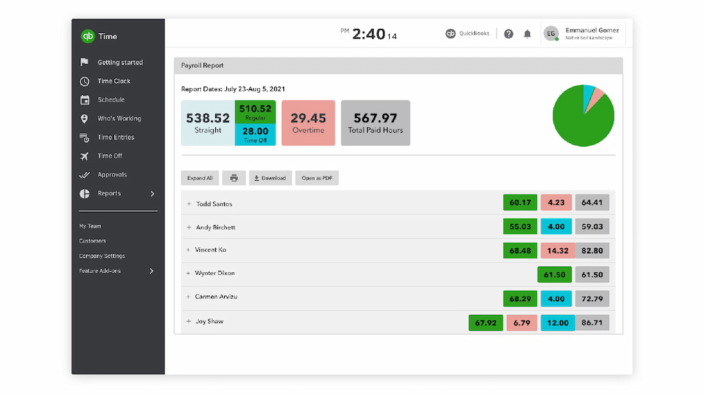 QuickBooks Time is best for payroll-integrated team time tracking.
