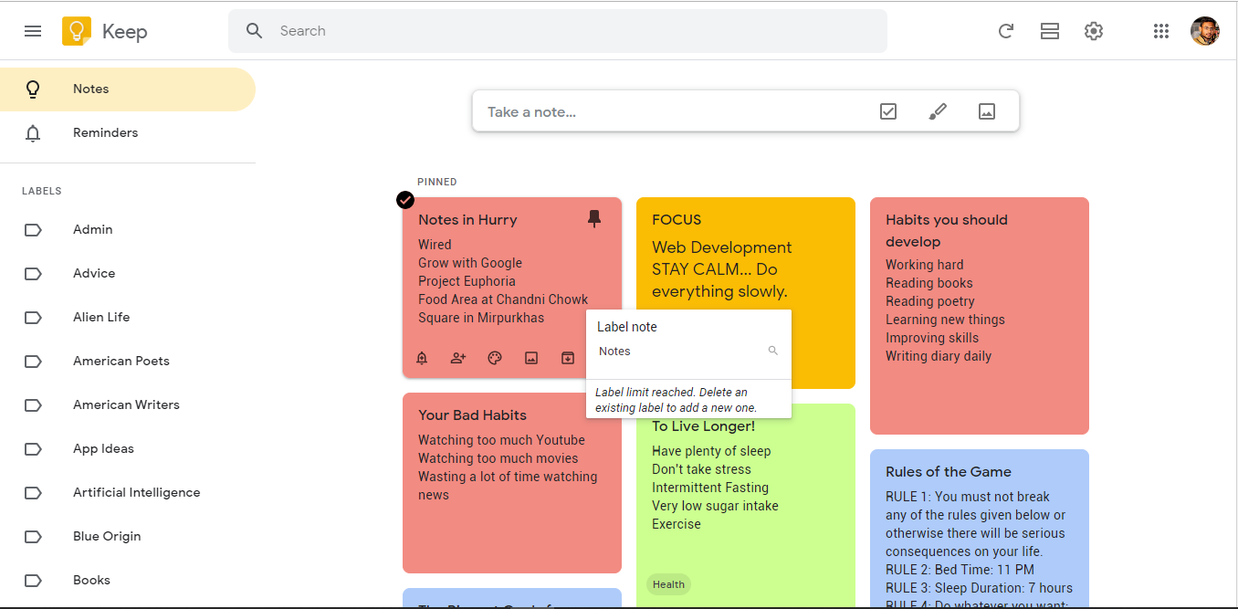 Google Keep supports fast capture for ideas and reminders