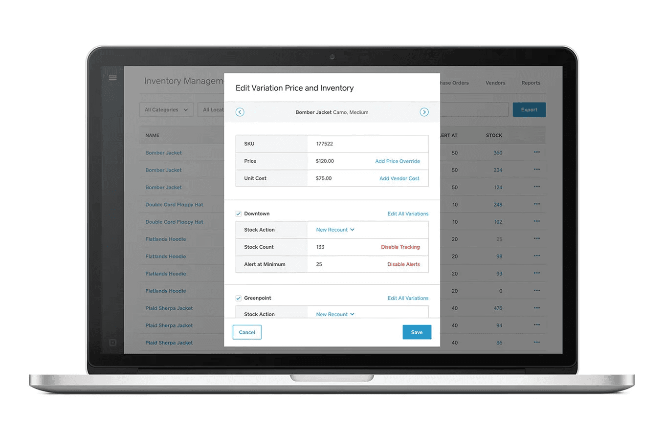  Square for Retail dashboard interface on laptop