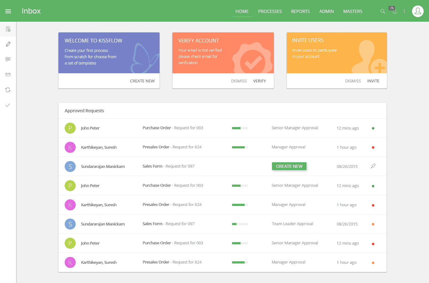 Image of the BPM software, Kissflow