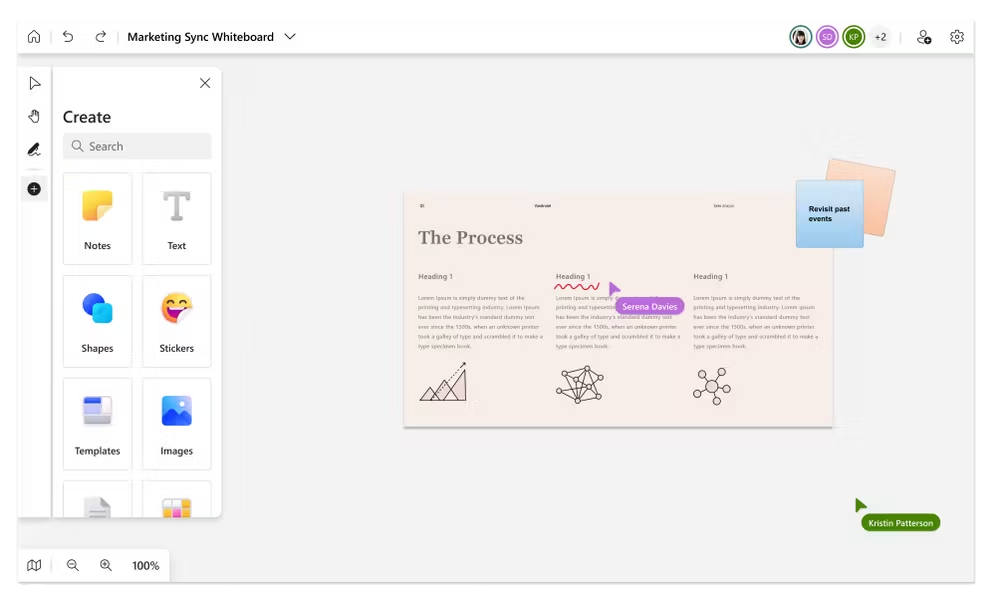 Microsoft Whiteboard is a whiteboard integrated with Microsoft 365