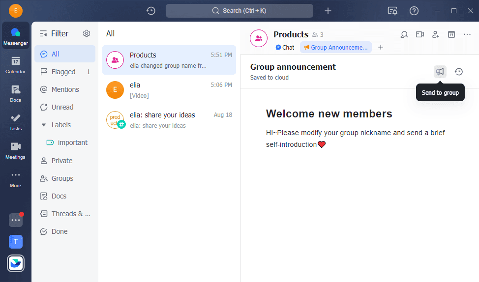 use Lark to post group announcement