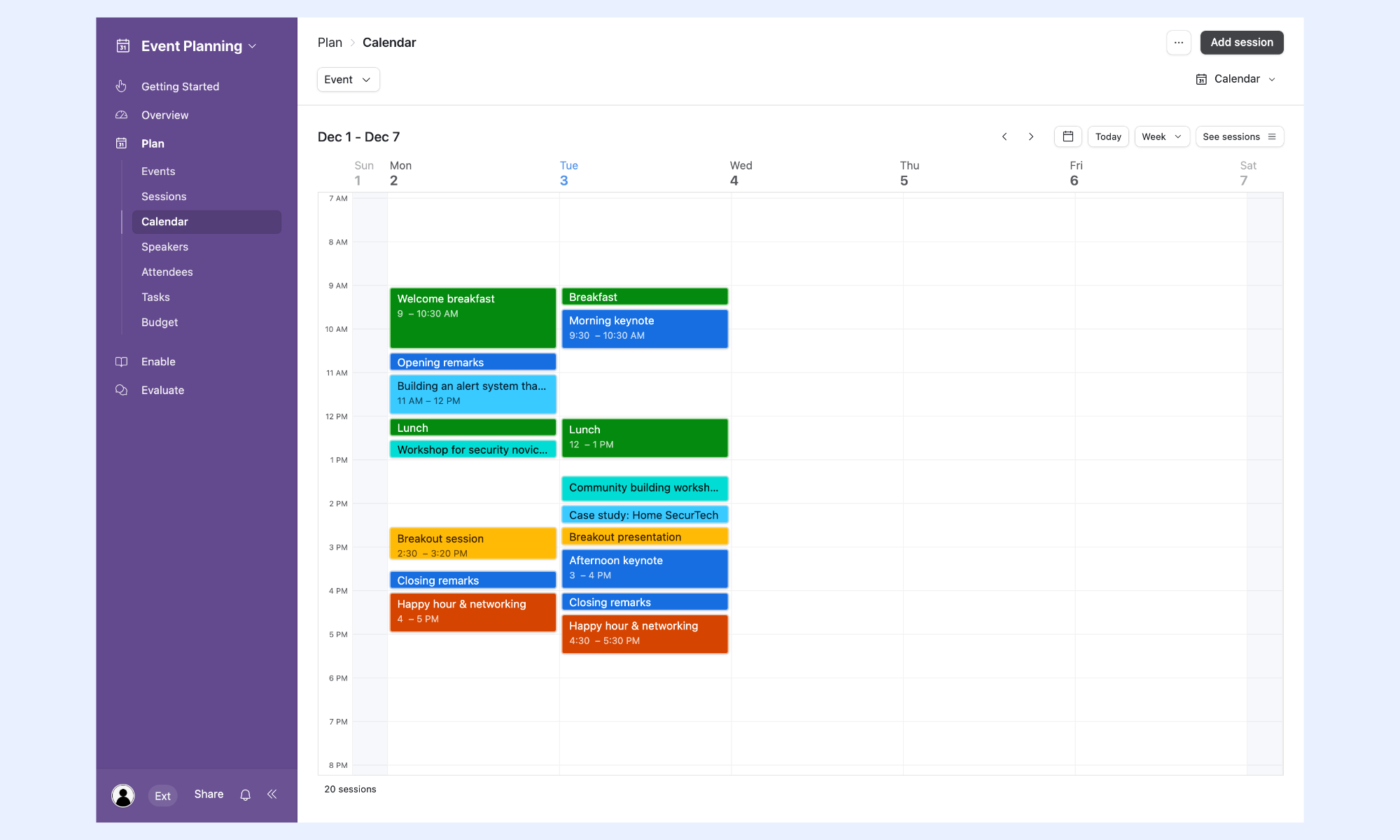 Airtable database-driven event planning platform