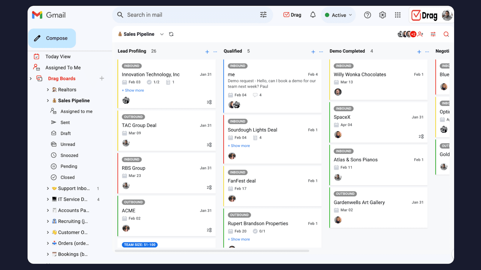 Drag as a CRM tool with Gmail integration