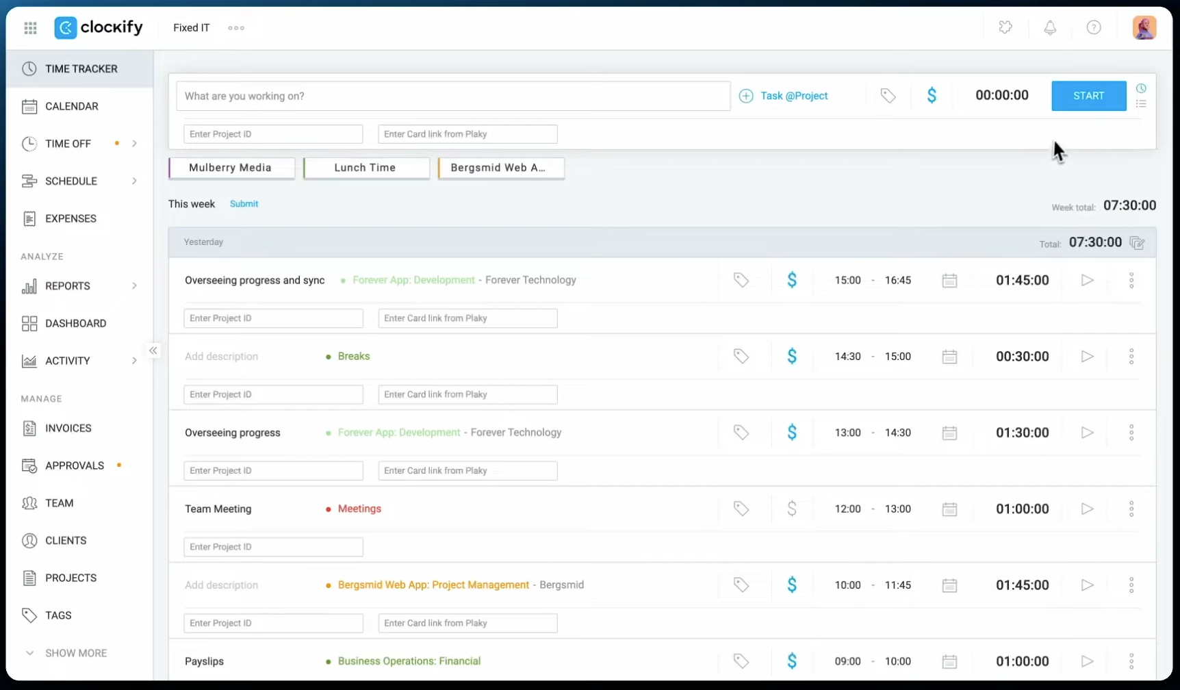 Clockify: A dedicated time-tracking and timesheet solution