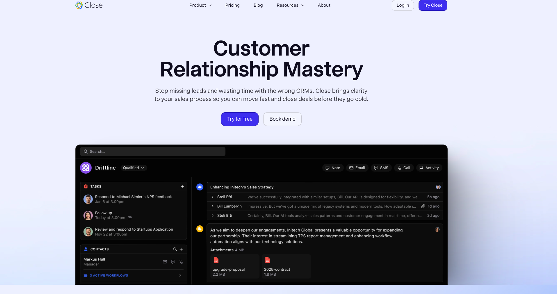 Close as a SaaS CRM software