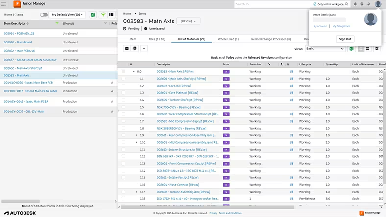 Autodesk Fusion Manage product lifecycle management