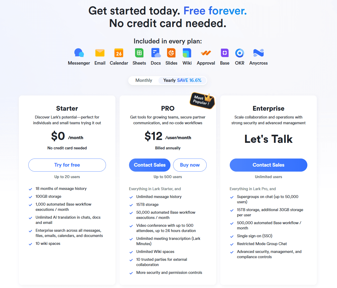 Lark pricing
