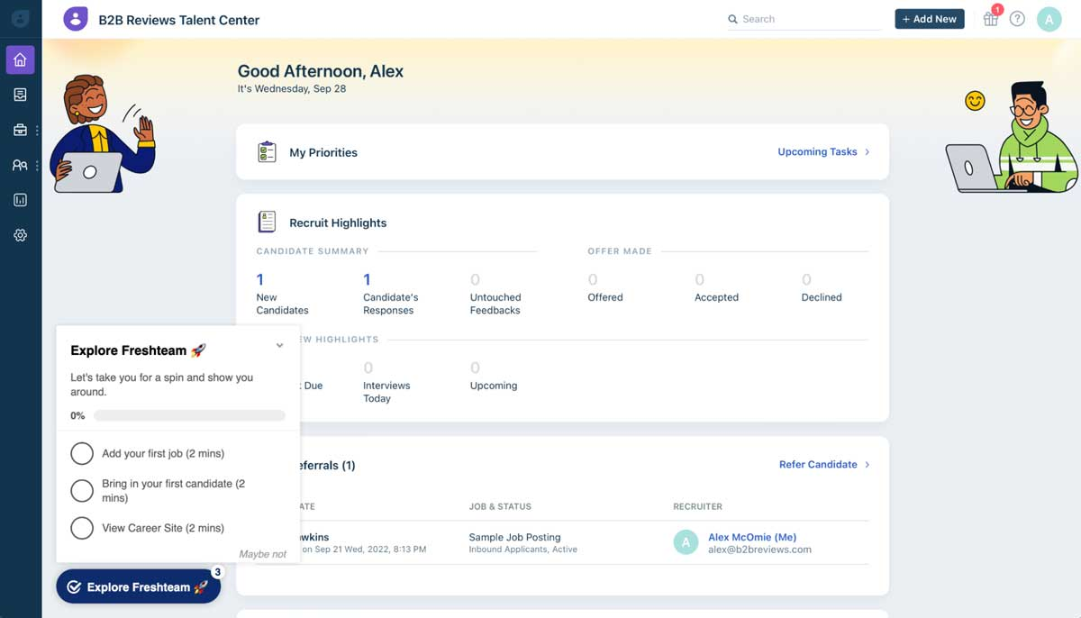 Freshteam is an applicant tracking and onboarding system
