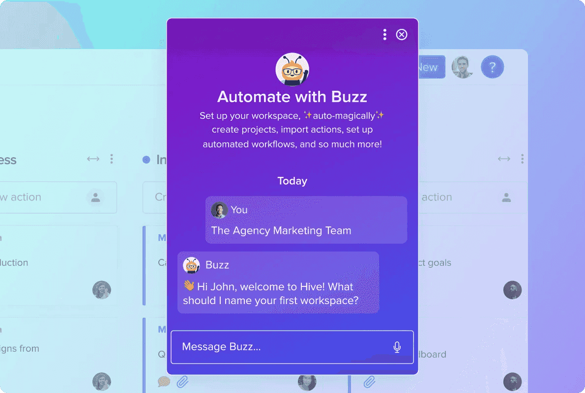 Automate project workflow with Buzz AI in Hive