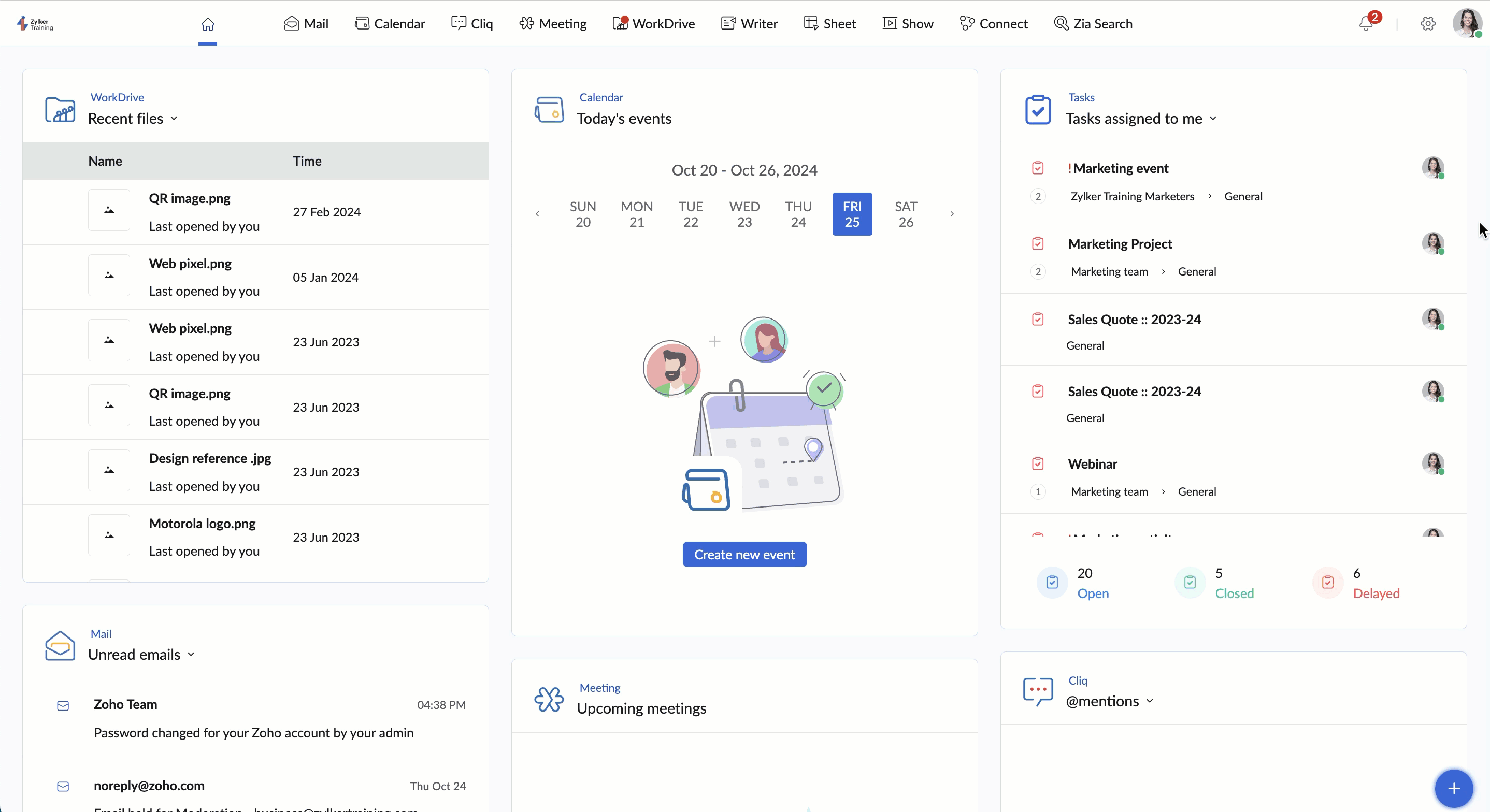 Zoho Workplace is a business productivity software suite