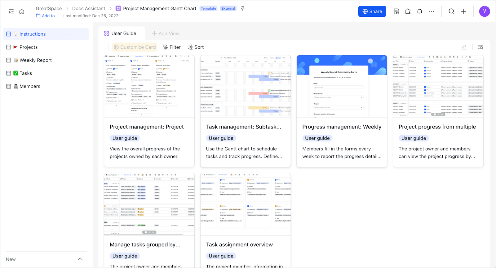 Project management Gannt chart 