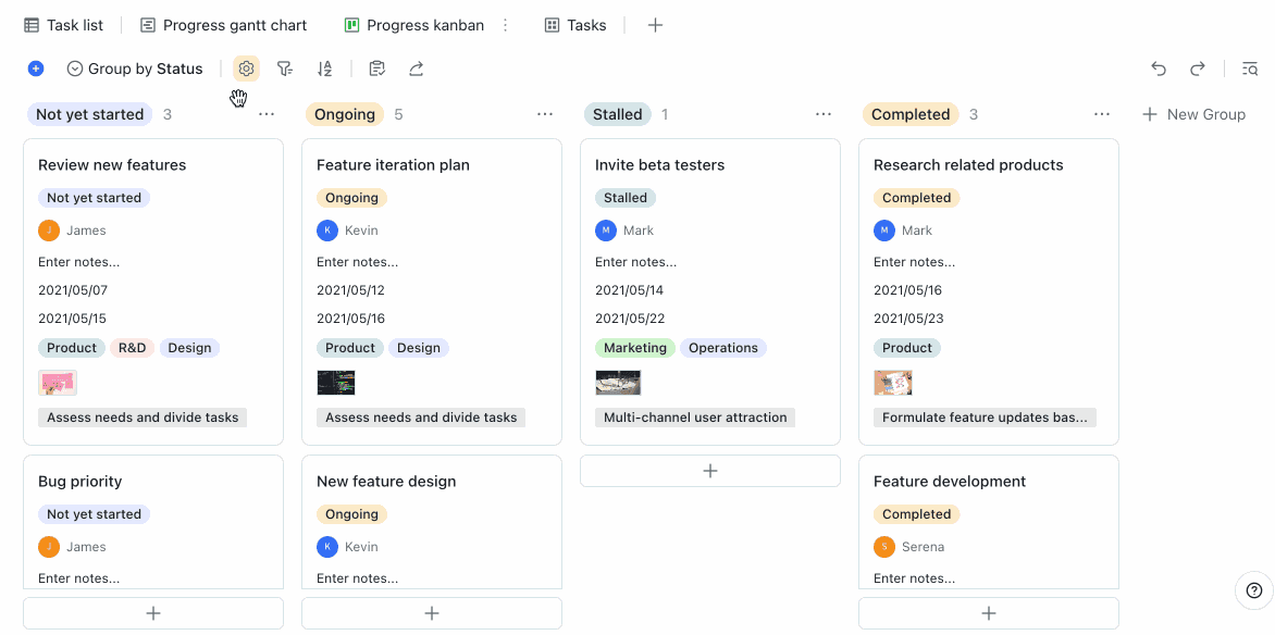 Lark Base kanban view
