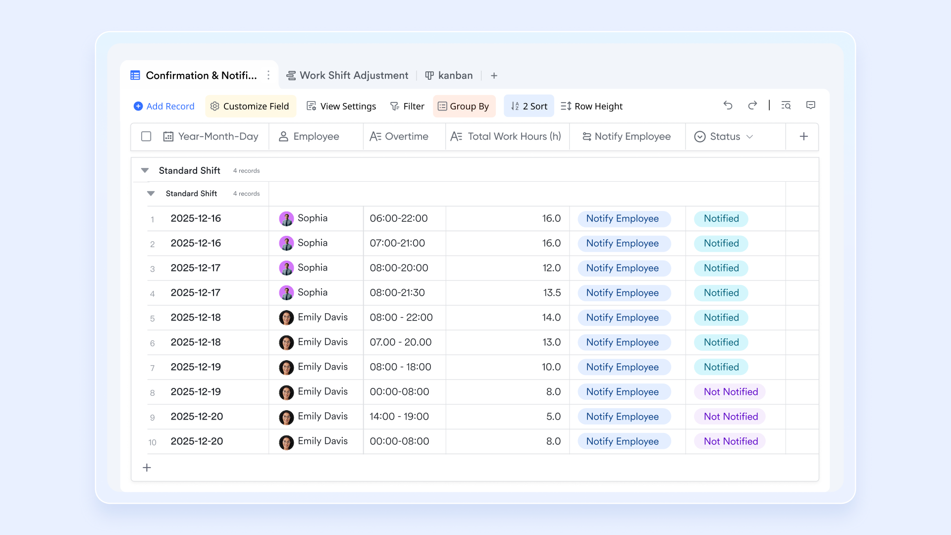 Quản lý điểm danh Lark