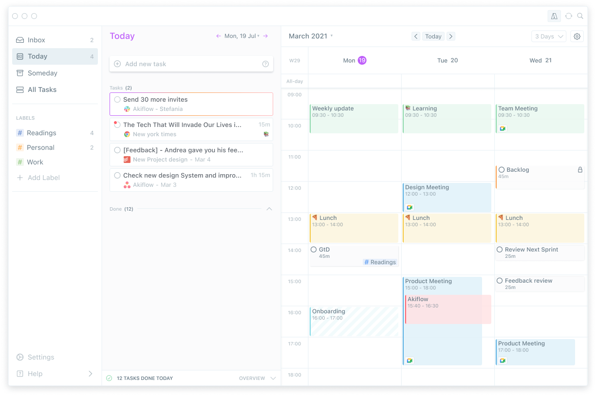 Akiflow: productivity-focused calendar