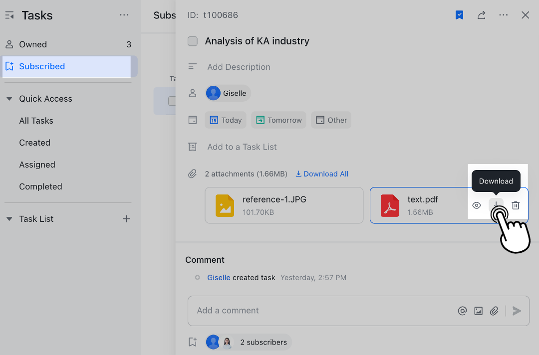 Add attachments to a task