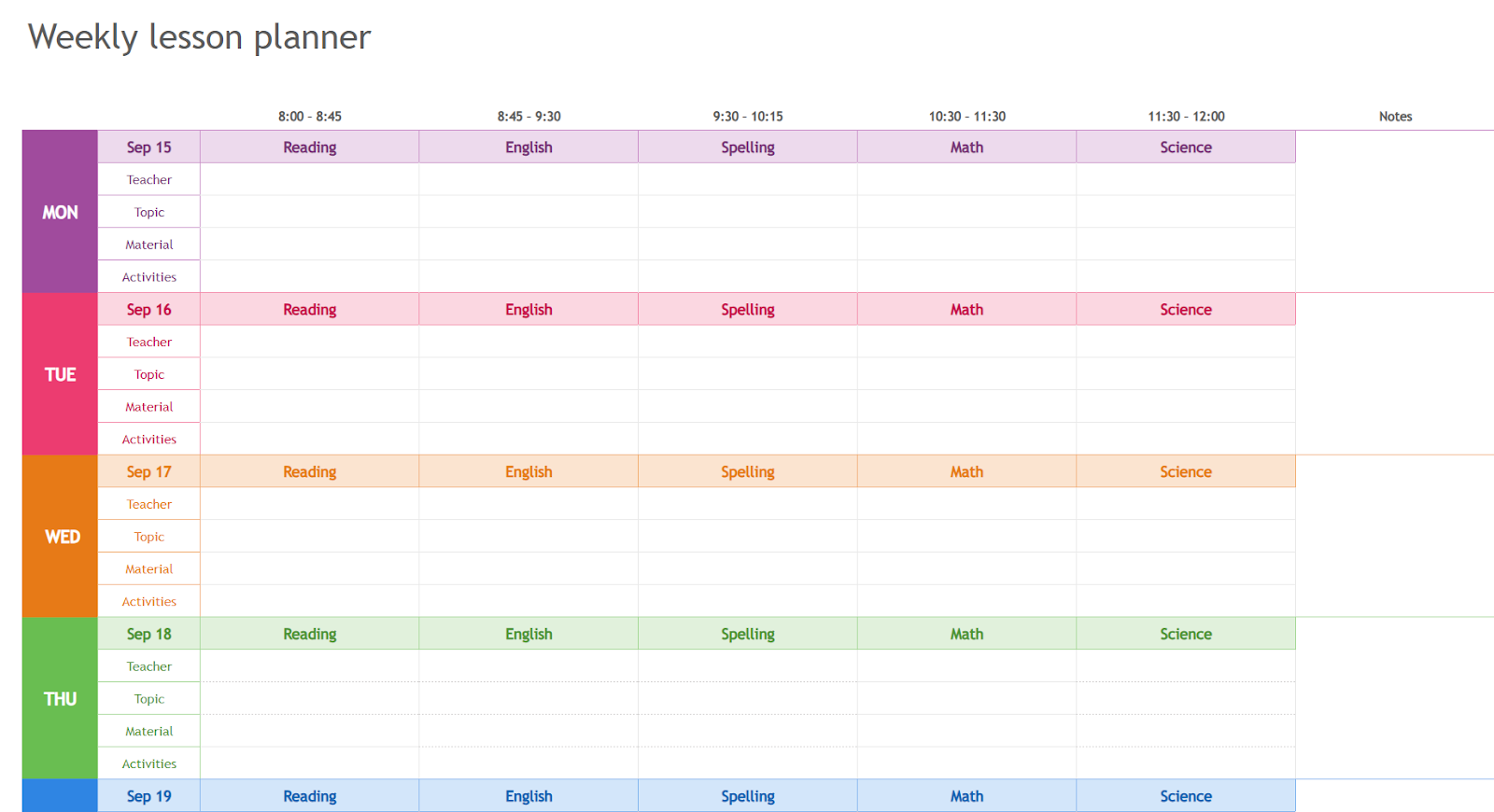 Weekly Tracker Template