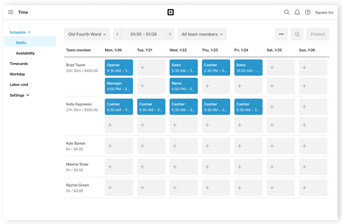 Square appointments for retail