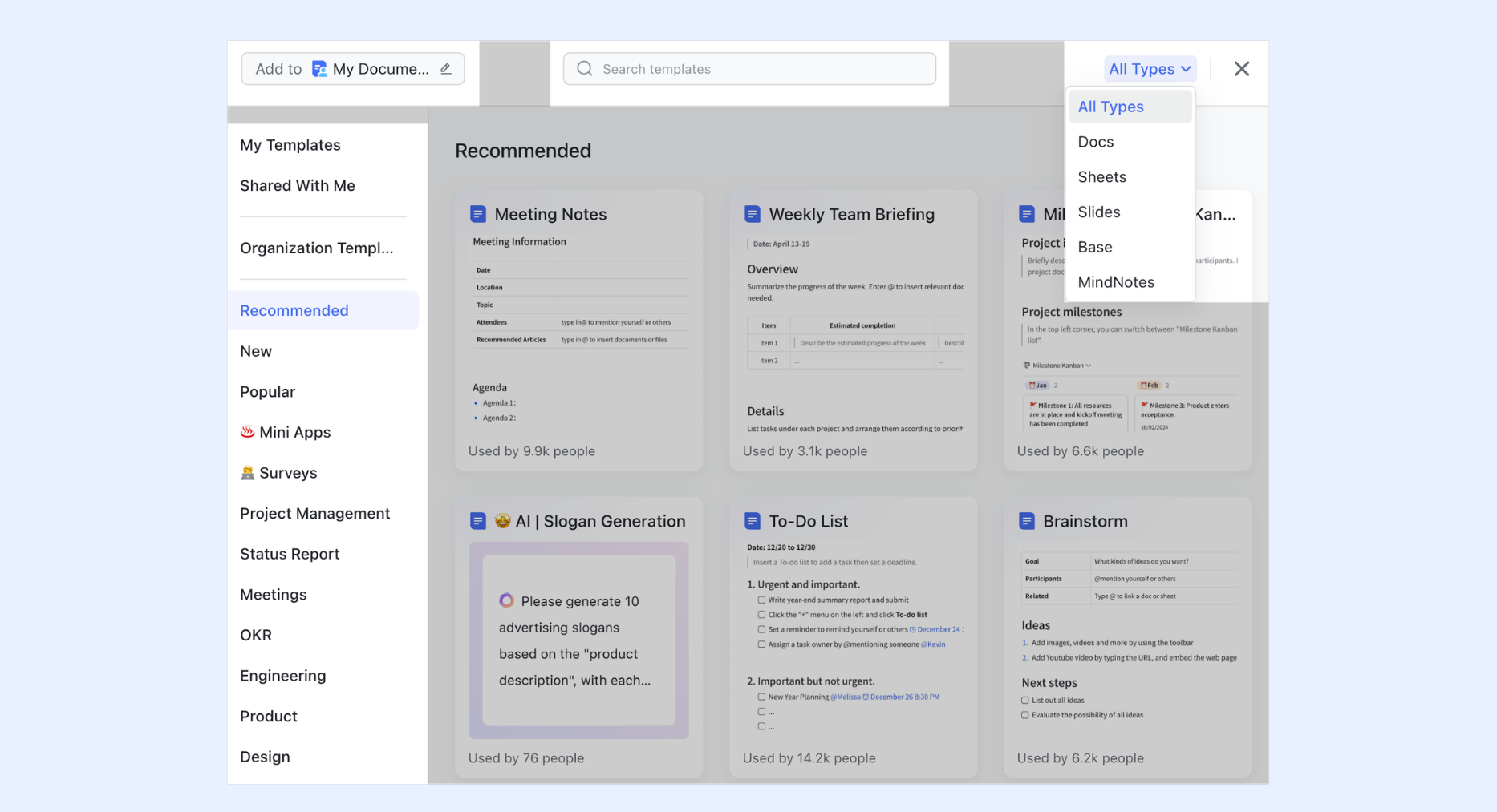 Lark Docs templates